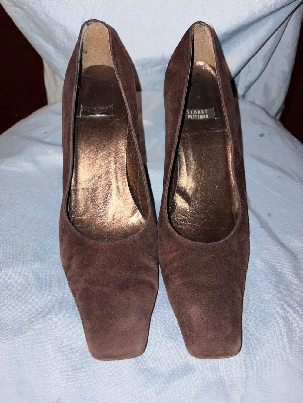 Stuart Weitzman Dark Brown Suede Square-Toe Pumps size 6
